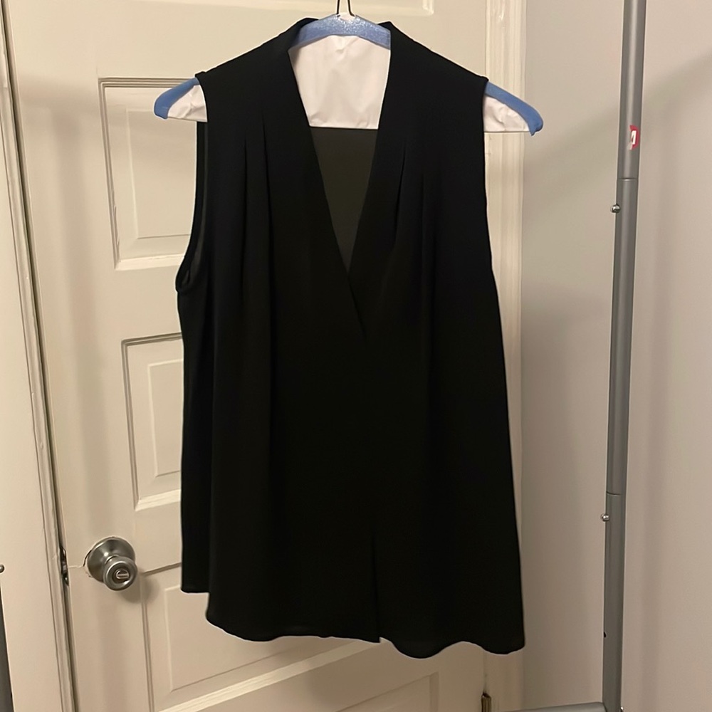 black v neck blouse - small